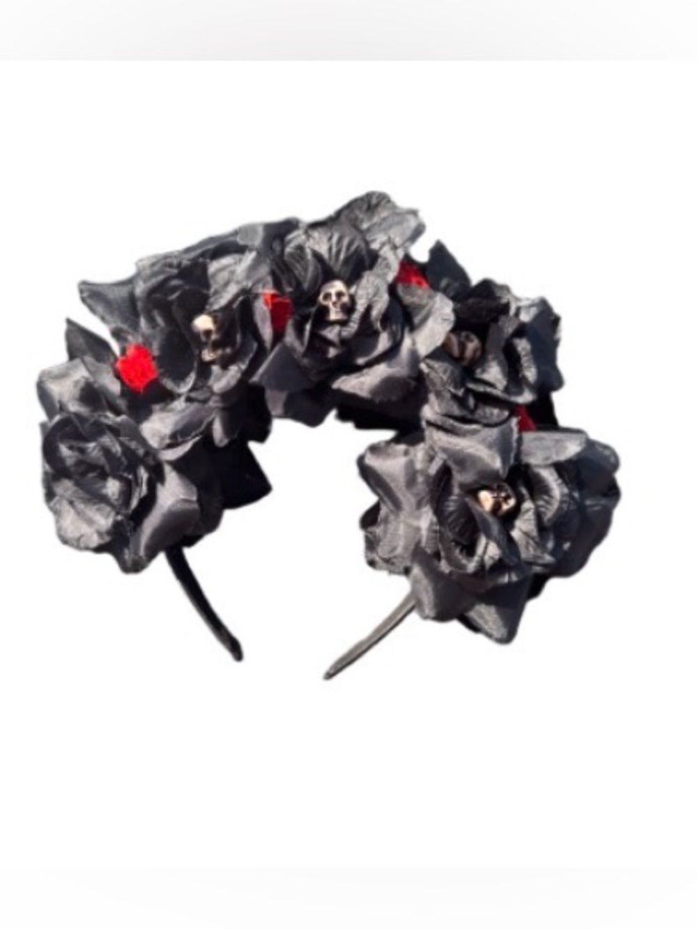 Black Floral Rose  & skull Headband - Women Accessories